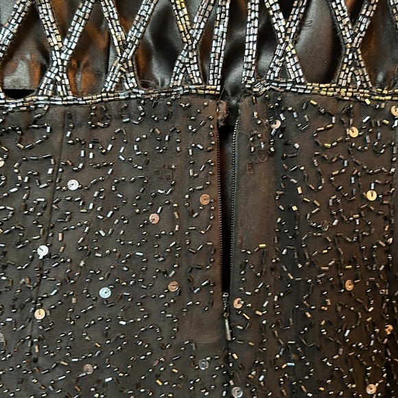 Beaded Sequined Formal Dress 100% Silk Black Floor Length Homecoming Gown 6 - Picture 14 of 14